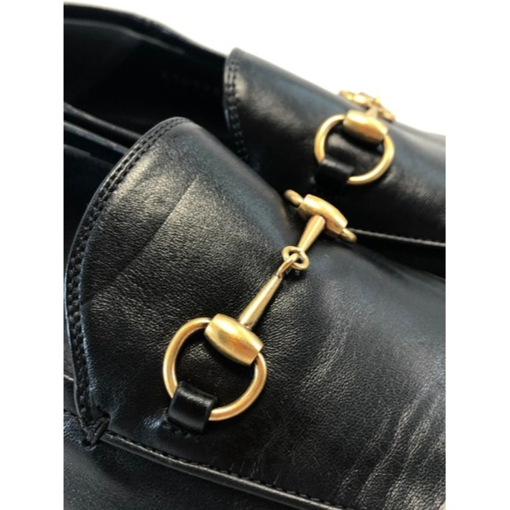 GUCCI Black Horsebit Brixton Leather Loafers Flats Size EU:38.5 - Picture 10 of 11